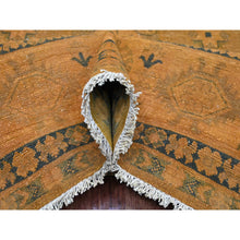 Load image into Gallery viewer, 7&#39;8&quot;x9&#39;10&quot; Honey Brown, Overdyed Kazak With Flower Medallion Design, 100% Wool, Hand Knotted, Oriental Rug FWR122412