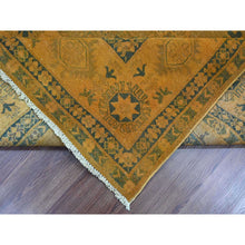 Load image into Gallery viewer, 7&#39;8&quot;x9&#39;10&quot; Honey Brown, Overdyed Kazak With Flower Medallion Design, 100% Wool, Hand Knotted, Oriental Rug FWR122412