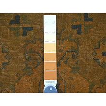 Load image into Gallery viewer, 7&#39;8&quot;x9&#39;10&quot; Honey Brown, Overdyed Kazak With Flower Medallion Design, 100% Wool, Hand Knotted, Oriental Rug FWR122412