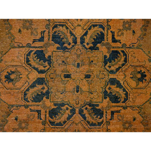 7'8"x9'10" Honey Brown, Overdyed Kazak With Flower Medallion Design, 100% Wool, Hand Knotted, Oriental Rug FWR122412