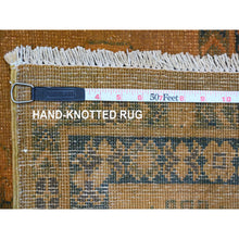 Load image into Gallery viewer, 7&#39;8&quot;x9&#39;10&quot; Honey Brown, Overdyed Kazak With Flower Medallion Design, 100% Wool, Hand Knotted, Oriental Rug FWR122412