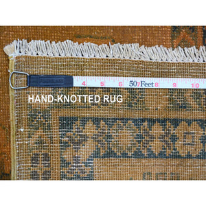 7'8"x9'10" Honey Brown, Overdyed Kazak With Flower Medallion Design, 100% Wool, Hand Knotted, Oriental Rug FWR122412