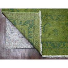 Load image into Gallery viewer, 8&#39;x9&#39;6&quot; Pickle Green, Overdyed Kazak With Geometric Pattern, Hand Knotted, Pure Wool, Oriental Rug FWR122418
