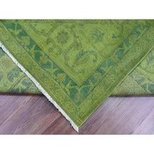 Load image into Gallery viewer, 8&#39;x9&#39;6&quot; Pickle Green, Overdyed Kazak with Geometric Pattern, Hand Knotted, Pure Wool, Oriental Rug FWR122418