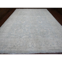 Load image into Gallery viewer, 12&#39;x15&#39;4&quot; Misty Gray, Washed Out Peshawar with All Over Leaf Pattern, Hand Knotted, Natural Dyes, 100% Wool, Oversized, Oriental Rug FWR122430