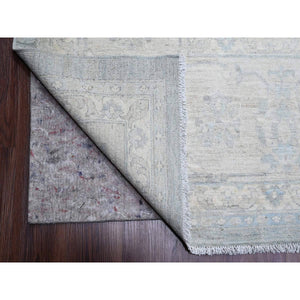 12'x15'4" Misty Gray, Washed Out Peshawar With All Over Leaf Pattern, Hand Knotted, Natural Dyes, 100% Wool, Oversized, Oriental Rug FWR122430