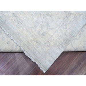 12'x15'4" Misty Gray, Washed Out Peshawar With All Over Leaf Pattern, Hand Knotted, Natural Dyes, 100% Wool, Oversized, Oriental Rug FWR122430