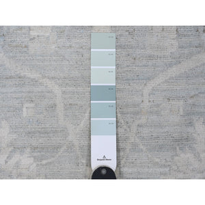 12'x15'4" Misty Gray, Washed Out Peshawar with All Over Leaf Pattern, Hand Knotted, Natural Dyes, 100% Wool, Oversized, Oriental Rug FWR122430
