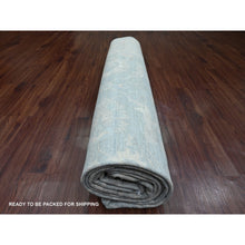 Load image into Gallery viewer, 12&#39;x15&#39;4&quot; Misty Gray, Washed Out Peshawar with All Over Leaf Pattern, Hand Knotted, Natural Dyes, 100% Wool, Oversized, Oriental Rug FWR122430