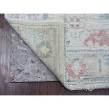 Load image into Gallery viewer, 3&#39;x11&#39;8&quot; Bone White, Afghan Angora Oushak With Floral Pattern, Hand Knotted, Veggie Dyes, Pure Wool, Runner, Oriental Rug FWR122436