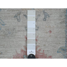 Load image into Gallery viewer, 3&#39;x11&#39;8&quot; Bone White, Afghan Angora Oushak With Floral Pattern, Hand Knotted, Veggie Dyes, Pure Wool, Runner, Oriental Rug FWR122436