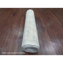 Load image into Gallery viewer, 3&#39;x11&#39;8&quot; Bone White, Afghan Angora Oushak With Floral Pattern, Hand Knotted, Veggie Dyes, Pure Wool, Runner, Oriental Rug FWR122436