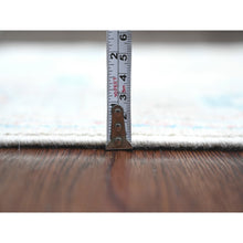 Load image into Gallery viewer, 3&#39;x11&#39;8&quot; Bone White, Afghan Angora Oushak With Floral Pattern, Hand Knotted, Veggie Dyes, Pure Wool, Runner, Oriental Rug FWR122436