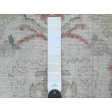 Load image into Gallery viewer, 3&#39;1&quot;x22&#39;4&quot; Chiffon White, Afghan Angora Oushak with Muted Colors Leaf Design, Hand Knotted, Vegetable Dyes, 100% Wool, XL Runner, Oriental Rug FWR122448