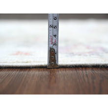 Load image into Gallery viewer, 3&#39;1&quot;x22&#39;4&quot; Chiffon White, Afghan Angora Oushak with Muted Colors Leaf Design, Hand Knotted, Vegetable Dyes, 100% Wool, XL Runner, Oriental Rug FWR122448