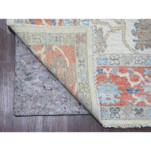 Load image into Gallery viewer, 6&#39;1&quot;x8&#39;9&quot; Alabaster White, Afghan Angora Oushak With Colorful Leaf Design, Hand Knotted, Vegetable Dyes, 100% Wool, Oriental Rug FWR122472