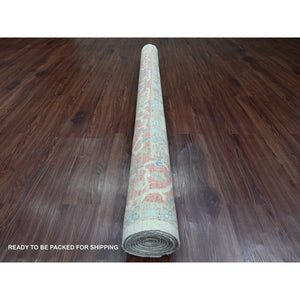 6'1"x8'9" Alabaster White, Afghan Angora Oushak With Colorful Leaf Design, Hand Knotted, Vegetable Dyes, 100% Wool, Oriental Rug FWR122472
