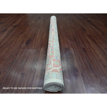 Load image into Gallery viewer, 6&#39;1&quot;x8&#39;9&quot; Alabaster White, Afghan Angora Oushak With Colorful Leaf Design, Hand Knotted, Vegetable Dyes, 100% Wool, Oriental Rug FWR122472
