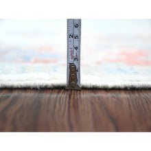 Load image into Gallery viewer, 6&#39;1&quot;x8&#39;9&quot; Alabaster White, Afghan Angora Oushak With Colorful Leaf Design, Hand Knotted, Vegetable Dyes, 100% Wool, Oriental Rug FWR122472