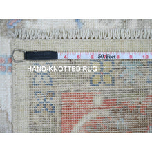 Load image into Gallery viewer, 6&#39;1&quot;x8&#39;9&quot; Alabaster White, Afghan Angora Oushak With Colorful Leaf Design, Hand Knotted, Vegetable Dyes, 100% Wool, Oriental Rug FWR122472