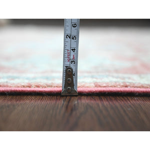 5'x6'10" Blush Red, Afghan Angora Oushak with All Over Leaf Design, Hand Knotted, Veggie Dyes, 100% Wool, Oriental Rug FWR122484
