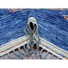 Load image into Gallery viewer, 9&#39;x12&#39;5&quot; Cobalt Blue, Moroccan Weave, Arts And Crafts Design With Tassels, Tone On Tone, Hand Knotted, Soft Wool, Textured Pile, Oriental Rug FWR122508