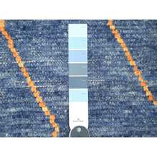 Load image into Gallery viewer, 9&#39;x12&#39;5&quot; Cobalt Blue, Moroccan Weave, Arts and Crafts Design with Tassels, Tone on Tone, Hand Knotted, Soft Wool, Textured Pile, Oriental Rug FWR122508