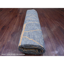 Load image into Gallery viewer, 9&#39;x12&#39;5&quot; Cobalt Blue, Moroccan Weave, Arts And Crafts Design With Tassels, Tone On Tone, Hand Knotted, Soft Wool, Textured Pile, Oriental Rug FWR122508