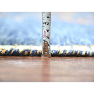 9'x12'5" Cobalt Blue, Moroccan Weave, Arts and Crafts Design with Tassels, Tone on Tone, Hand Knotted, Soft Wool, Textured Pile, Oriental Rug FWR122508