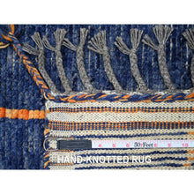 Load image into Gallery viewer, 9&#39;x12&#39;5&quot; Cobalt Blue, Moroccan Weave, Arts And Crafts Design With Tassels, Tone On Tone, Hand Knotted, Soft Wool, Textured Pile, Oriental Rug FWR122508