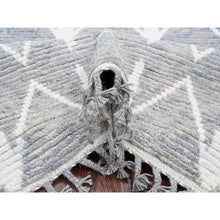 Load image into Gallery viewer, 9&#39;1&quot;x12&#39;4&quot; Spanish Gray, Moroccan Weave With Geometric Repetitive Pattern, Hand Knotted, Tone On Tone, Soft Wool, Textured Pile, Oriental Rug FWR122514