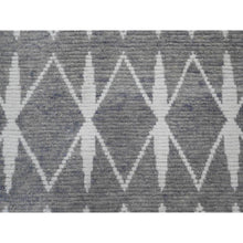Load image into Gallery viewer, 9&#39;1&quot;x12&#39;4&quot; Spanish Gray, Moroccan Weave With Geometric Repetitive Pattern, Hand Knotted, Tone On Tone, Soft Wool, Textured Pile, Oriental Rug FWR122514