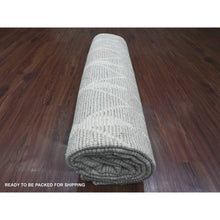 Load image into Gallery viewer, 9&#39;1&quot;x12&#39;4&quot; Spanish Gray, Moroccan Weave With Geometric Repetitive Pattern, Hand Knotted, Tone On Tone, Soft Wool, Textured Pile, Oriental Rug FWR122514