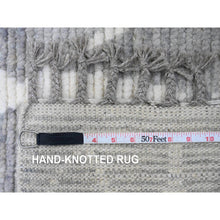 Load image into Gallery viewer, 9&#39;1&quot;x12&#39;4&quot; Spanish Gray, Moroccan Weave With Geometric Repetitive Pattern, Hand Knotted, Tone On Tone, Soft Wool, Textured Pile, Oriental Rug FWR122514