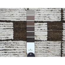 Load image into Gallery viewer, 6&#39;4&quot;x9&#39; Chocolate Brown, Moroccan Weave With Checkerboard Design, Soft Wool, Tone On Tone, Hand Knotted, Textured Pile, Oriental Rug FWR122526