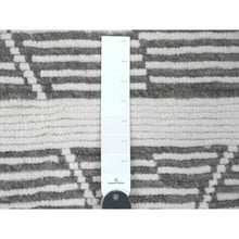Load image into Gallery viewer, 6&#39;1&quot;x9&#39;4&quot; Sonic Gray, Moroccan Weave With Intricate Dark And Light Motif, Hand Knotted, Textured Pile, Soft Wool, Tone On Tone, Oriental Rug FWR122532