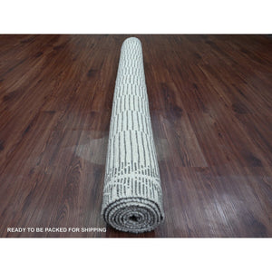 6'1"x9'4" Sonic Gray, Moroccan Weave With Intricate Dark And Light Motif, Hand Knotted, Textured Pile, Soft Wool, Tone On Tone, Oriental Rug FWR122532