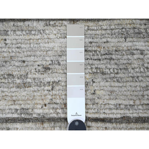 6'2"x9' Spanish Gray, Moroccan Weave With Compartment Design, Natural Colors, Hand Knotted, Soft Wool, Tone On Tone, Textured Pile, Oriental Rug FWR122538