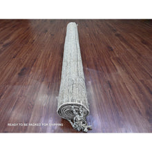 Load image into Gallery viewer, 6&#39;2&quot;x9&#39; Spanish Gray, Moroccan Weave With Compartment Design, Natural Colors, Hand Knotted, Soft Wool, Tone On Tone, Textured Pile, Oriental Rug FWR122538