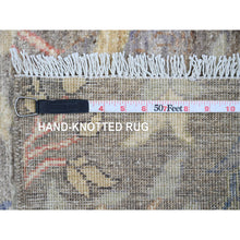 Load image into Gallery viewer, 2&#39;8&quot;x11&#39;9&quot; Coffee Brown, Soft Wool, Afghan Peshawar with Birds of Paradise Design, Hand Knotted, Natural Dyes, Runner, Oriental Rug FWR122544