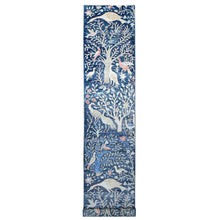Load image into Gallery viewer, 2&#39;8&quot;x16&#39; Denim Blue, Afghan Peshawar with Birds of Paradise Design, Vegetable Dyes, Hand Knotted, Soft and Shiny Wool, Runner, Oriental Rug FWR122550