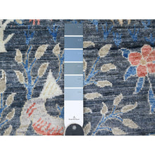 Load image into Gallery viewer, 2&#39;8&quot;x16&#39; Denim Blue, Afghan Peshawar With Birds Of Paradise Design, Vegetable Dyes, Hand Knotted, Soft And Shiny Wool, Runner, Oriental Rug FWR122550