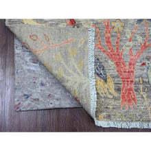 Load image into Gallery viewer, 2&#39;7&quot;x9&#39;9&quot; Cloud Gray, Afghan Peshawar With Birds Of Paradise Design, Pure Wool, Hand Knotted, Veggie Dyes, Runner, Oriental Rug FWR122556