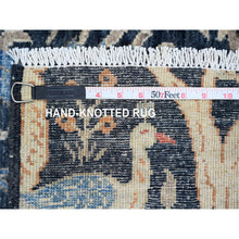 Load image into Gallery viewer, 2&#39;7&quot;x9&#39;8&quot; Yale Blue, Hand Knotted, Afghan Peshawar with Birds of Paradise Design, Soft Wool, Natural Dyes, Runner, Oriental Rug FWR122562