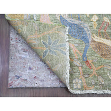 Load image into Gallery viewer, 2&#39;7&quot;x19&#39;9&quot; Sea Green, Soft Wool, Afghan Peshawar with Birds of Paradise Design, Hand Knotted, Natural Dyes, XL Runner, Oriental Rug FWR122586