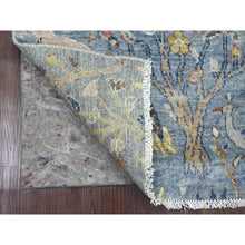 Load image into Gallery viewer, 2&#39;x6&#39;4&quot; Ruddy Blue, Afghan Peshawar with Birds of Paradise Design, Hand Knotted, Natural Dyes, 100% Wool, Narrow Runner, Oriental Rug FWR122592