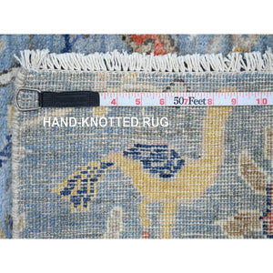 2'x6'5" Fossil Gray, Kazak with Tribal Medallions Design, Soft and Velvety Wool, Hand Knotted, Denser Weave, Vegetable Dyes, Narrow Runner, Oriental Rug FWR2916