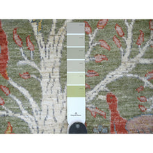 Load image into Gallery viewer, 2&#39;7&quot;x15&#39;1&quot; Pickle Green, Soft Wool, Afghan Peshawar with Birds of Paradise Design, Hand Knotted, Natural Dyes, XL Runner, Oriental Rug FWR122598