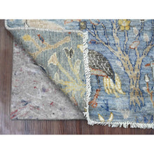 Load image into Gallery viewer, 2&#39;2&quot;x6&#39;3&quot; Cerulean Blue, Afghan Peshawar with Birds of Paradise Design, 100% Wool, Veggie Dyes, Hand Knotted, Narrow Runner, Oriental Rug FWR122604