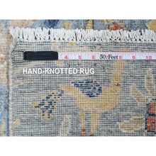 Load image into Gallery viewer, 2&#39;2&quot;x6&#39;3&quot; Cerulean Blue, Afghan Peshawar with Birds of Paradise Design, 100% Wool, Veggie Dyes, Hand Knotted, Narrow Runner, Oriental Rug FWR122604